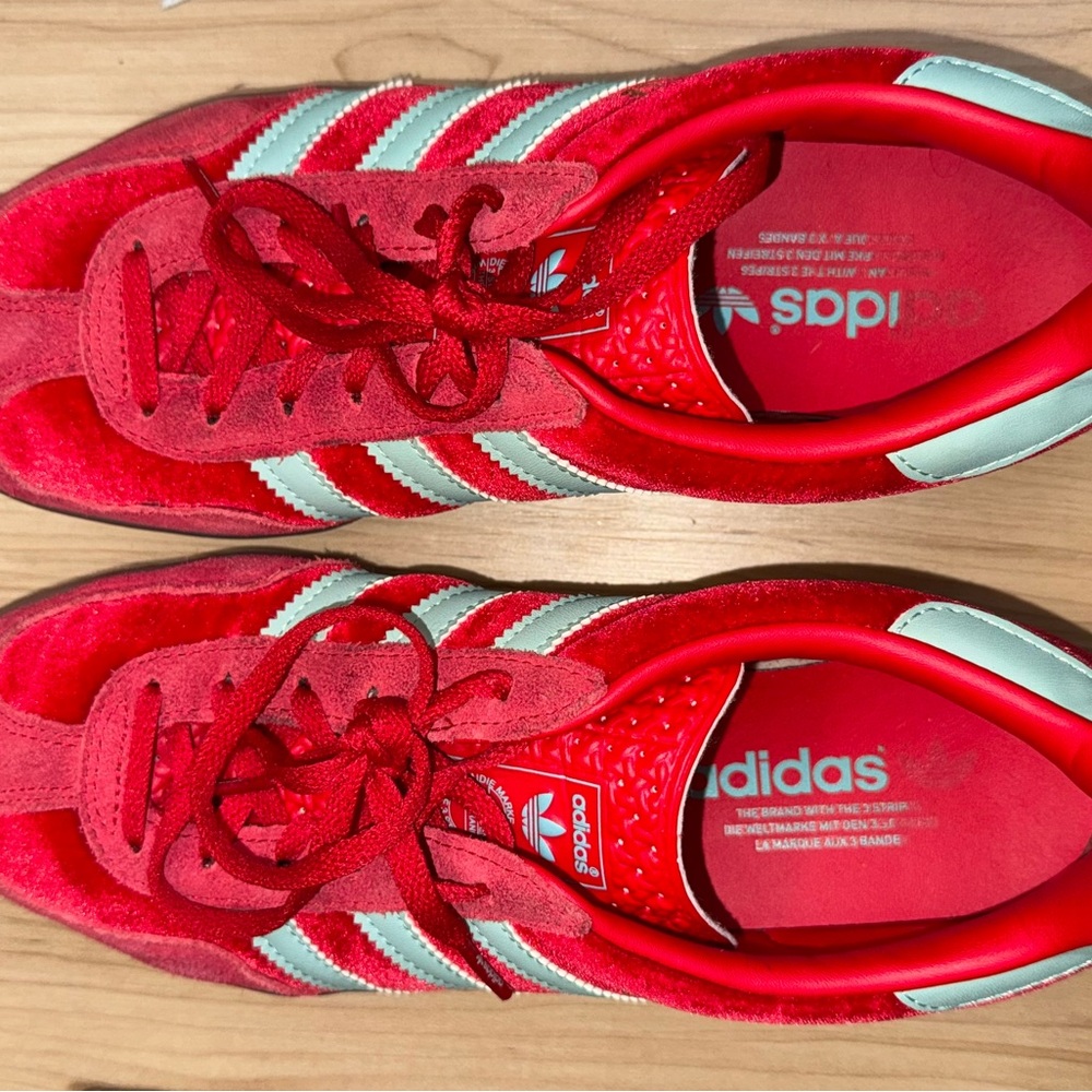 Adidas Gazelle Indoor Better Scarlet red velvet suede and Hazy Green - Picture 11 of 15